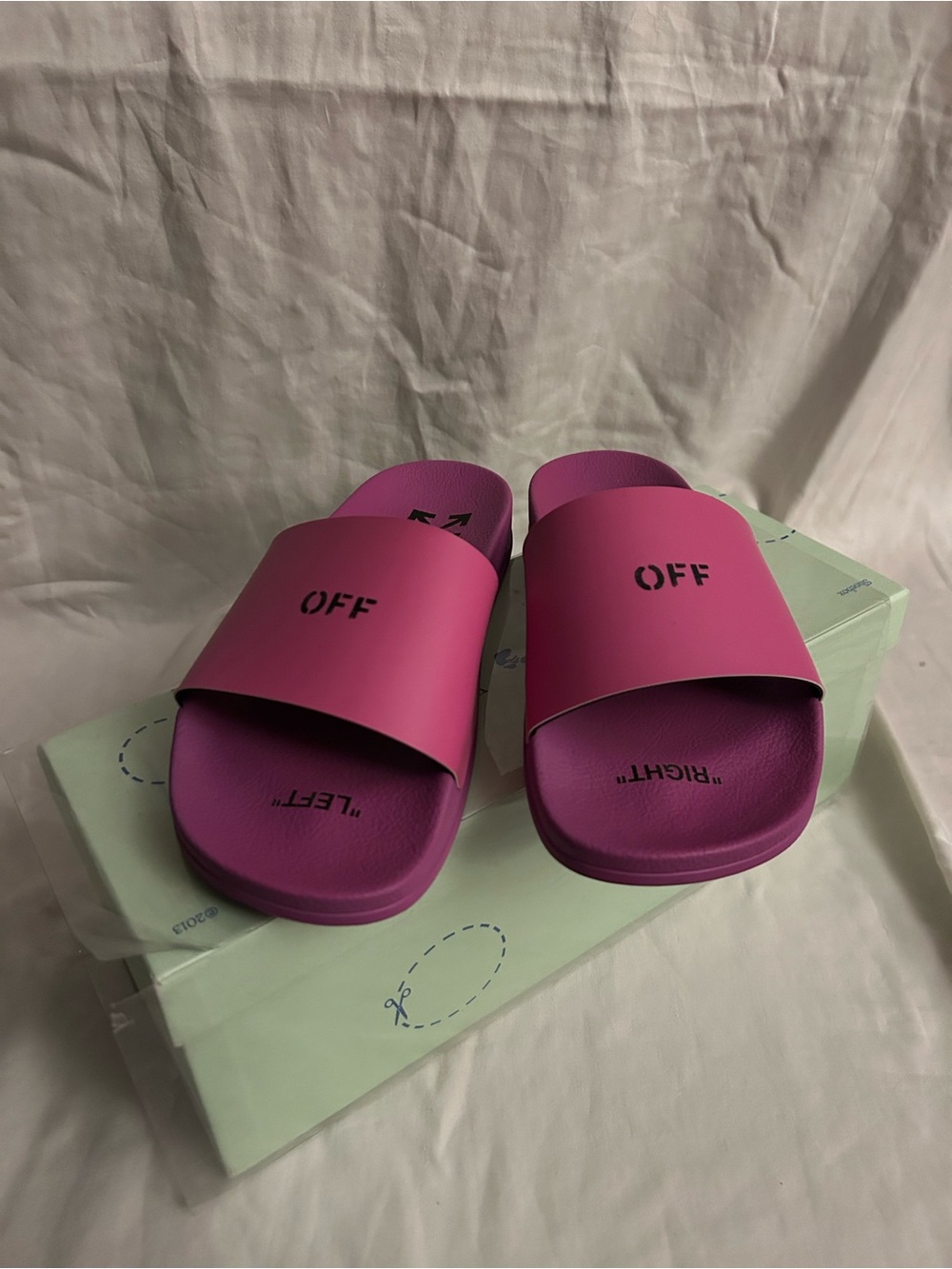 Off-White Pink/Purple Slide Sandals